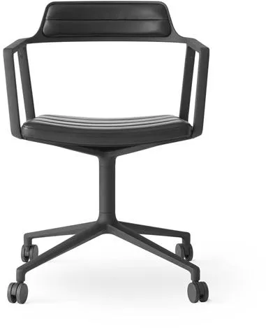 Vipp 452 Drejestol med Hjul Sort Læder